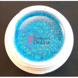 Gel UV Amelie color Sequined Turcoaz Glitter 5ml  + 1 Cutie cu paiete Holografice Cadou